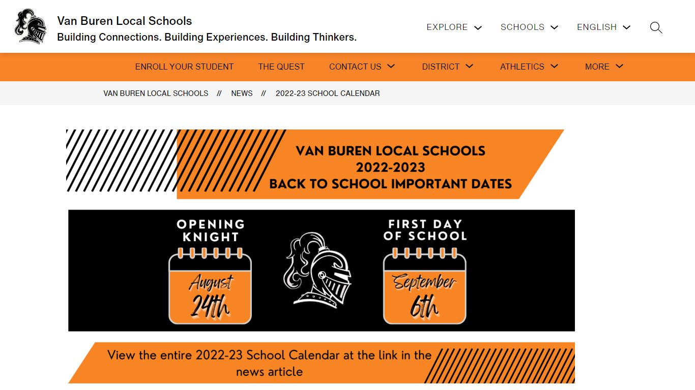 2022-23 School Calendar | Van Buren Local Schools